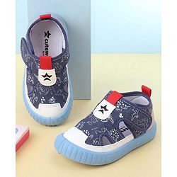 Cute Walk by Babyhug Velcro Closure Sandals With Dino Print - Navy Blue