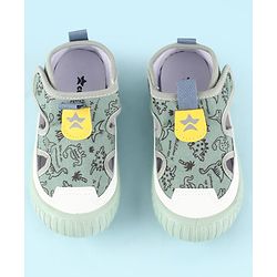 Cute Walk by Babyhug Velcro Closure Sandals With Dino Print - Navy Blue