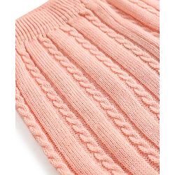 Babyhug Knit Full Length Solid Colour Cable Knit Designed Woolen Lounge Pant - Pink