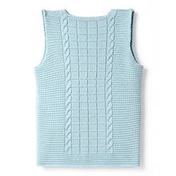 Babyhug Cable Knit Sleeveless Front Open Sweater - Sky blue