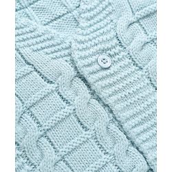 Babyhug Cable Knit Sleeveless Front Open Sweater - Sky blue