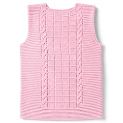 Babyhug Knit Sleeveless Front Open Sweater With Cable Knit Design - Pink