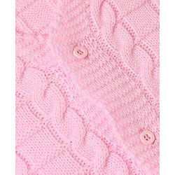 Babyhug Knit Sleeveless Front Open Sweater With Cable Knit Design - Pink