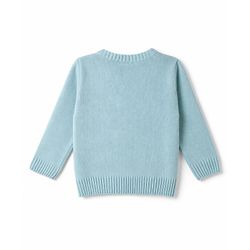 Babyhug Knit Full Sleeves Front Open Sweater Set With Cable Knit Design - Light Blue