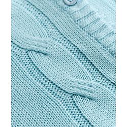 Babyhug Knit Full Sleeves Front Open Sweater Set With Cable Knit Design - Light Blue