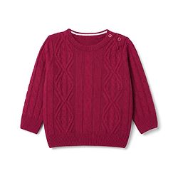 Babyhug Knit Full Sleeves Sweater Set With Cable Knit Design - Dark Pink
