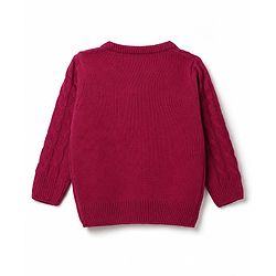 Babyhug Knit Full Sleeves Sweater Set With Cable Knit Design - Dark Pink