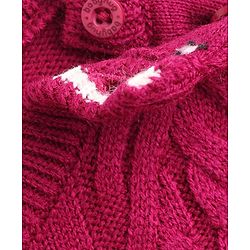 Babyhug Knit Full Sleeves Sweater Set With Cable Knit Design - Dark Pink