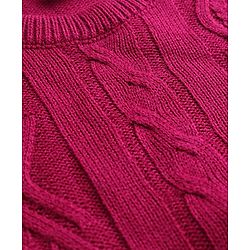 Babyhug Knit Full Sleeves Sweater Set With Cable Knit Design - Dark Pink