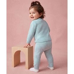 Babyhug Knit Full Sleeves Sweater Set with Cable Knit Design - Light Blue