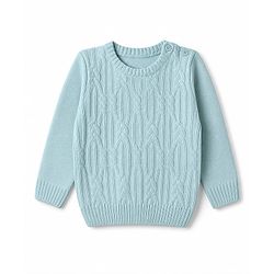 Babyhug Knit Full Sleeves Sweater Set with Cable Knit Design - Light Blue