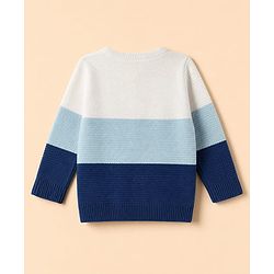 Babyhug Knit Full Sleeves Striped Sweater Set - Blue & White