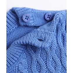 Babyhug Knit Sweater Sets with Full Sleeves and Cable Knit Design - Light Blue
