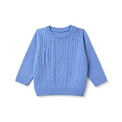 Babyhug Knit Sweater Sets with Full Sleeves and Cable Knit Design - Light Blue