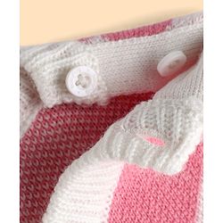 Babyhug Knit Full Sleeves Sweater Set With Hearts Design - Pink & White