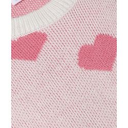 Babyhug Knit Full Sleeves Sweater Set With Hearts Design - Pink & White