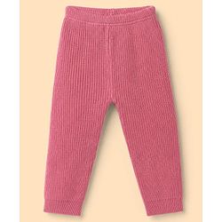 Babyhug Knit Full Sleeves Sweater Set With Hearts Design - Pink & White