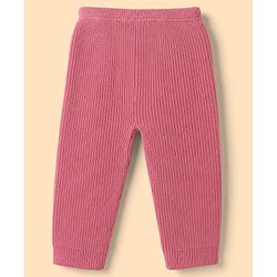 Babyhug Knit Full Sleeves Sweater Set With Hearts Design - Pink & White