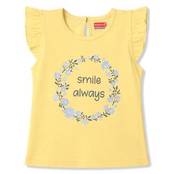 Babyhug 100% Cotton Knit Half Sleeves T-Shirt & Capri Night Suit Floral Print - Yellow