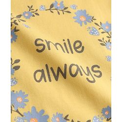Babyhug 100% Cotton Knit Half Sleeves T-Shirt & Capri Night Suit Floral Print - Yellow
