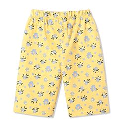 Babyhug 100% Cotton Knit Half Sleeves T-Shirt & Capri Night Suit Floral Print - Yellow