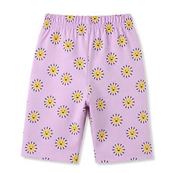 Babyhug 100% Cotton Knit Half Sleeves T-Shirt & Capri Night Suit Rainbow Print - Lavender