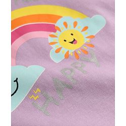 Babyhug 100% Cotton Knit Half Sleeves T-Shirt & Capri Night Suit Rainbow Print - Lavender