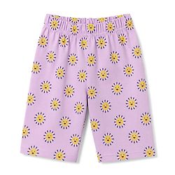 Babyhug 100% Cotton Knit Half Sleeves T-Shirt & Capri Night Suit Rainbow Print - Lavender