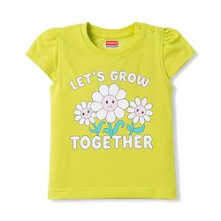 Babyhug 100% Cotton Knit Half Sleeves T-Shirt & Capri Night Suit Floral Print - Green & Pink