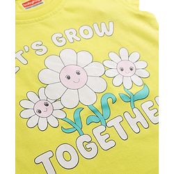 Babyhug 100% Cotton Knit Half Sleeves T-Shirt & Capri Night Suit Floral Print - Green & Pink