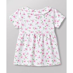 Babyhug 100% Cotton Knit Half Sleeves Peter Pan Collar Co Ord Shirt & Shorts Night Suit Floral Print - White