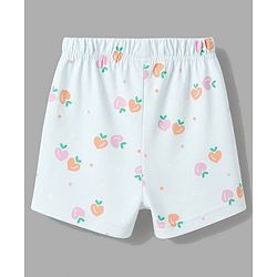 Babyhug 100% Cotton Knit Half Sleeves Top & Shorts Night Suit Co-ords With Heart Print - Light Blue