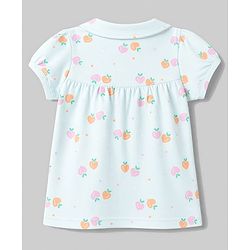 Babyhug 100% Cotton Knit Half Sleeves Top & Shorts Night Suit Co-ords With Heart Print - Light Blue
