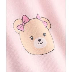 Babyhug 100% Cotton Knit Full Sleeves Front Open Shirt & Pyjama Night Suit with Teddy Bear Print - Pink