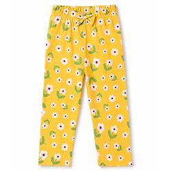 Babyhug Cotton Knit Full Sleeves Front Open Shirt & Pyjama Night Suit with Floral Print - Yellow