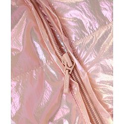 Babyhug Woven Full Sleeves Solid Metallic Colour Hooded Padded Jacket - Pink