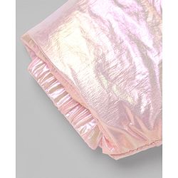 Babyhug Woven Full Sleeves Solid Metallic Colour Hooded Padded Jacket - Pink