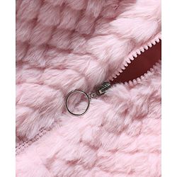 Babyhug Fur Woven Hooded Full Sleeves Hoodie With Ear Applique - Pink