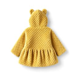 Babyhug Fur Woven Hooded Full Sleeves Hoodie With Ear Applique - Yellow