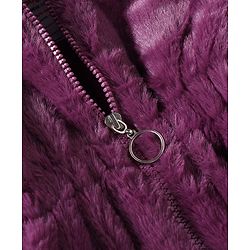 Babyhug Fur Woven Hooded Full Sleeves Hoodie With Bow & Ear Applique - Burgandy