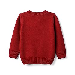Babyhug Knit Front Open Sweaters with Full Sleeves and Floral Embroidery in Red for 6-9 Months