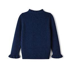 Babyhug Knit Full Sleeves Front Open Sweaters with Floral Design - Navy Blue