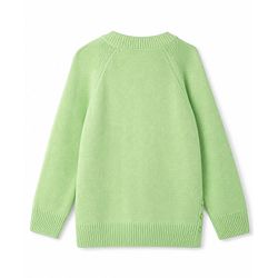 Babyhug Knit Full Raglan Sleeves Front Open Sweater with Floral Applique - Limegreen