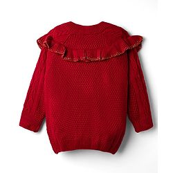 Babyhug Knit Full Sleeves Pullover Sweater With Cable Knit Design - Red
