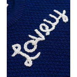 Babyhug Knit Full Sleeves Pullovers With Text & Floral Embroidery - Navy Blue