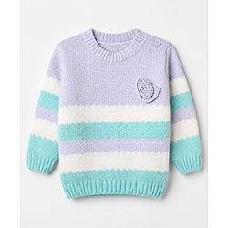 Babyhug Knit Full Sleeves Striped Pullovers - Purple