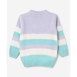 Babyhug Knit Full Sleeves Striped Pullovers - Purple