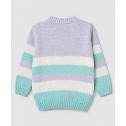 Babyhug Knit Full Sleeves Striped Pullovers - Purple