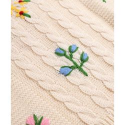 Babyhug Knit r Full Sleeves Pullover With Flower Embroidery & Cable Knit Design - White