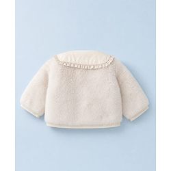 Babyhug Fur Woven Jacket with Full Sleeves and Peter Pan Collar - Offwhite